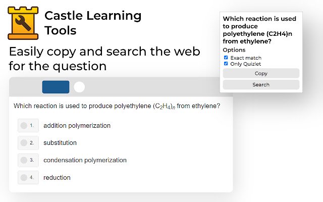 Castle Learning Tools from Chrome web store to be run with OffiDocs Chromium online